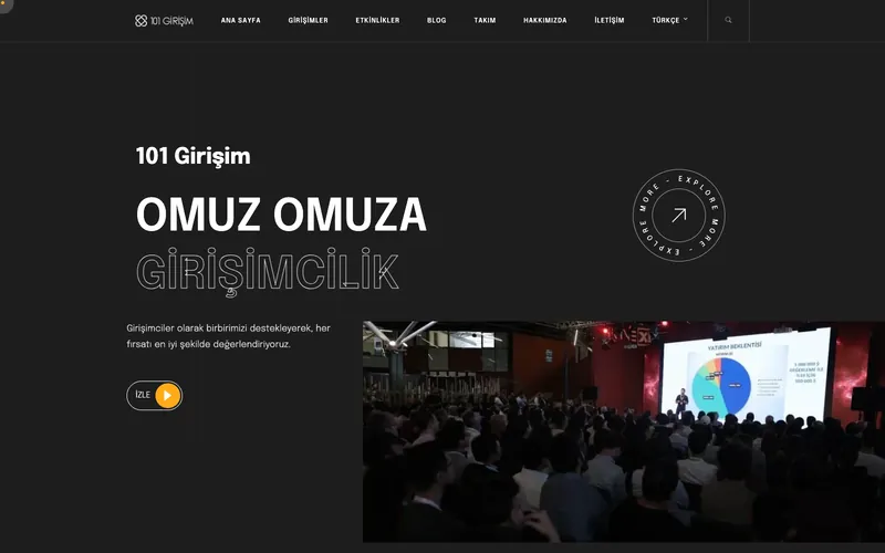 101 Girişim web sitesi ekran görüntüsü