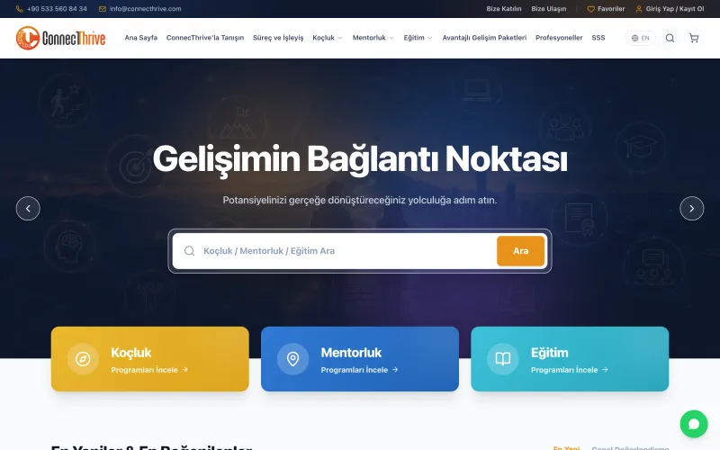 ConnecThrive web sitesi ekran görüntüsü