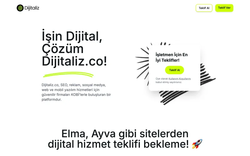 Dijitaliz web sitesi ekran görüntüsü