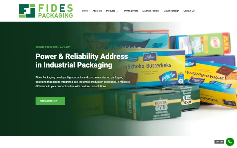 Fides Packaging web sitesi ekran görüntüsü