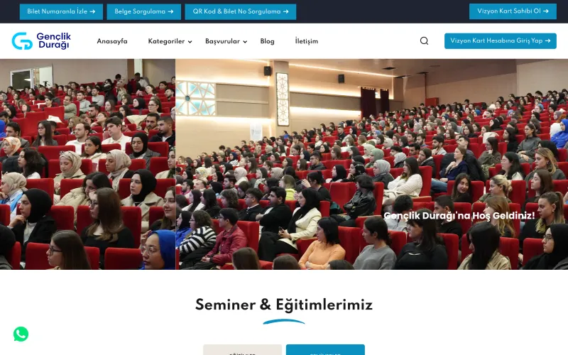Gençlik Durağı web sitesi ekran görüntüsü