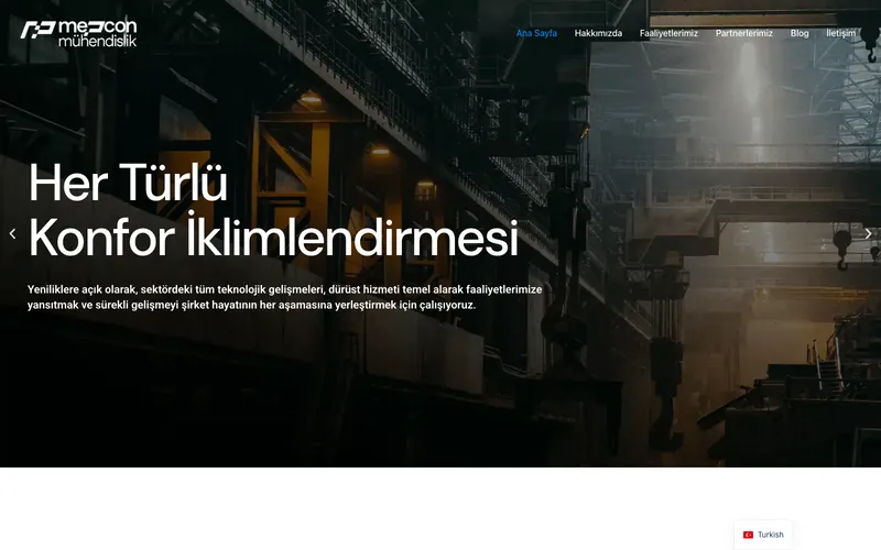 Mepcon Mühendislik web sitesi ekran görüntüsü