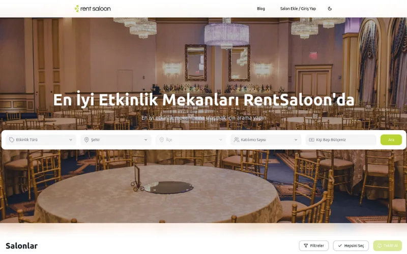 RentSaloon web sitesi ekran görüntüsü