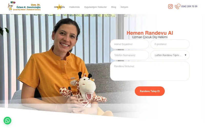 Uzman Çocuk Diş web sitesi ekran görüntüsü